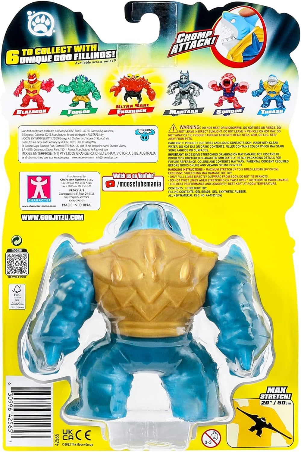 Heroes of Goo Jit To Deep GOO Sea Hero Pack cu Thrash. Figură de acțiune super elastică și extensibilă cu umplutură specială de slime și falcă mobilă Action figures Naty Shop