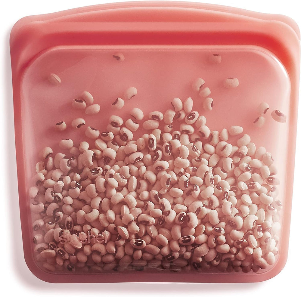 Sac Stasher Sac alimentaire réutilisable en silicone de qualité supérieure Sac à sandwich Transparent Durable Four Lave-vaisselle Congélateur Sac à déjeuner écologique Étanche 828 ml Boîtes de conservation des aliments Naty Shop Rouge