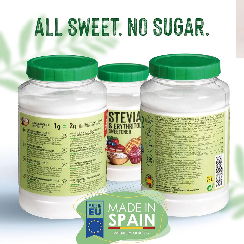 Stevia + Erythritol 1:2 Édulcorant, 1G = 2G Sucre, 1 Kg Édulcorants Naty Shop