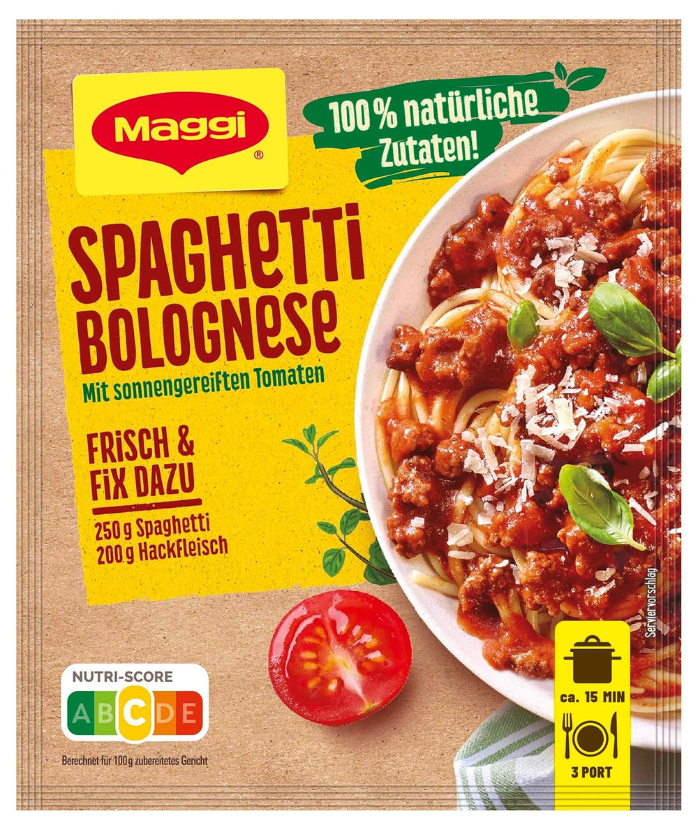 MAGGI Fix pour Spaghetti Bolognese, Würzmischung, ingrédients 100% naturels, pour 3 Portionen, 1er Pack (1 x 36g Packung)