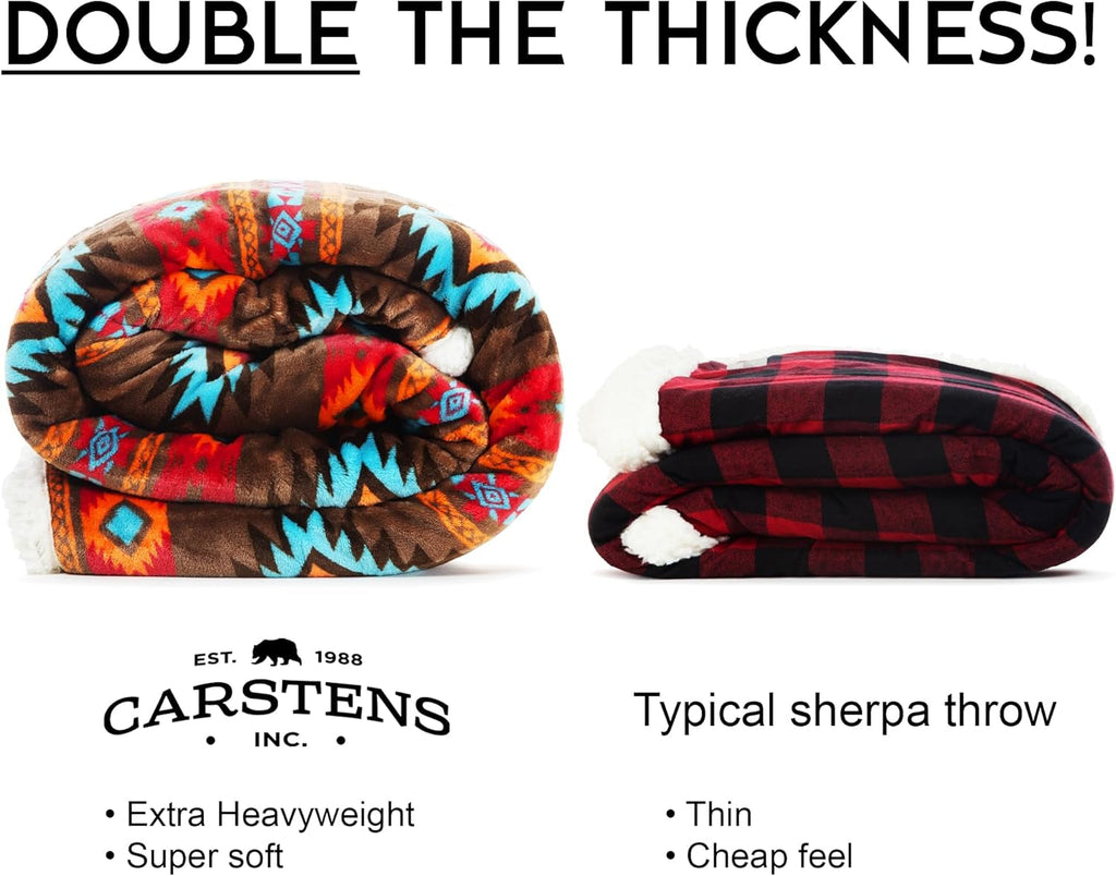 CARSTENS, INC. Wrangler Ultra Premium Throw Blanket, Super Soft, Sherpa Fleece, Oversized, 137.2 X 172.7 Cm, Southwest Horizon Paturi si Cuverturi Carstens, Inc.