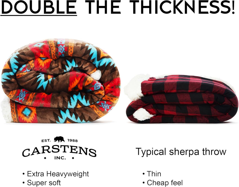 CARSTENS, INC. Wrangler Ultra Premium Throw Blanket, Super Soft, Sherpa Fleece, Oversized, 137.2 X 172.7 Cm, Southwest Horizon Paturi si Cuverturi Carstens, Inc.