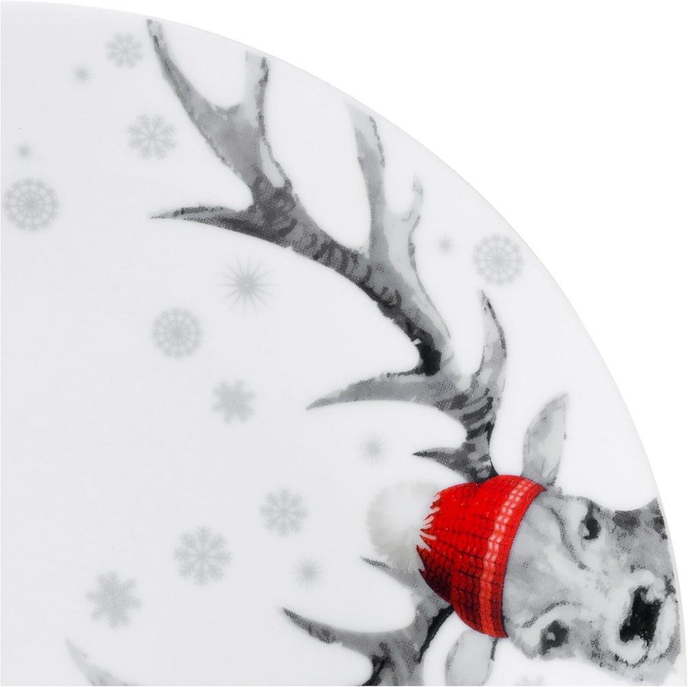 CreaTable, 21498, série Luna Hirsch, service de table 18 pièces pour 6 personnes, service de petit-déjeuner en porcelaine, passe au lave-vaisselle et au micro-ondes, fabrication de qualité