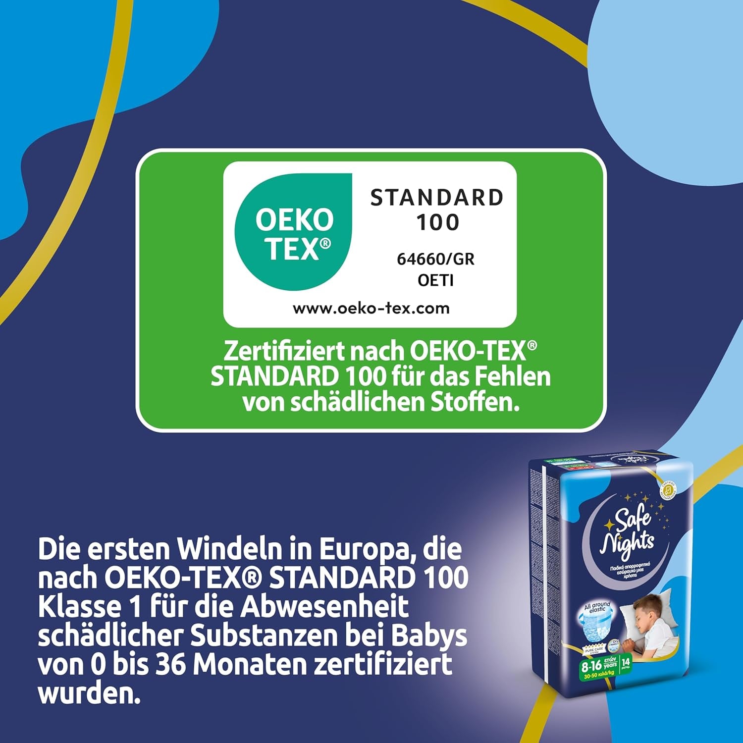 Safe Nights Boy, pantalon de nuit pour 8-16 ans (30-50 kg), 84 pièces