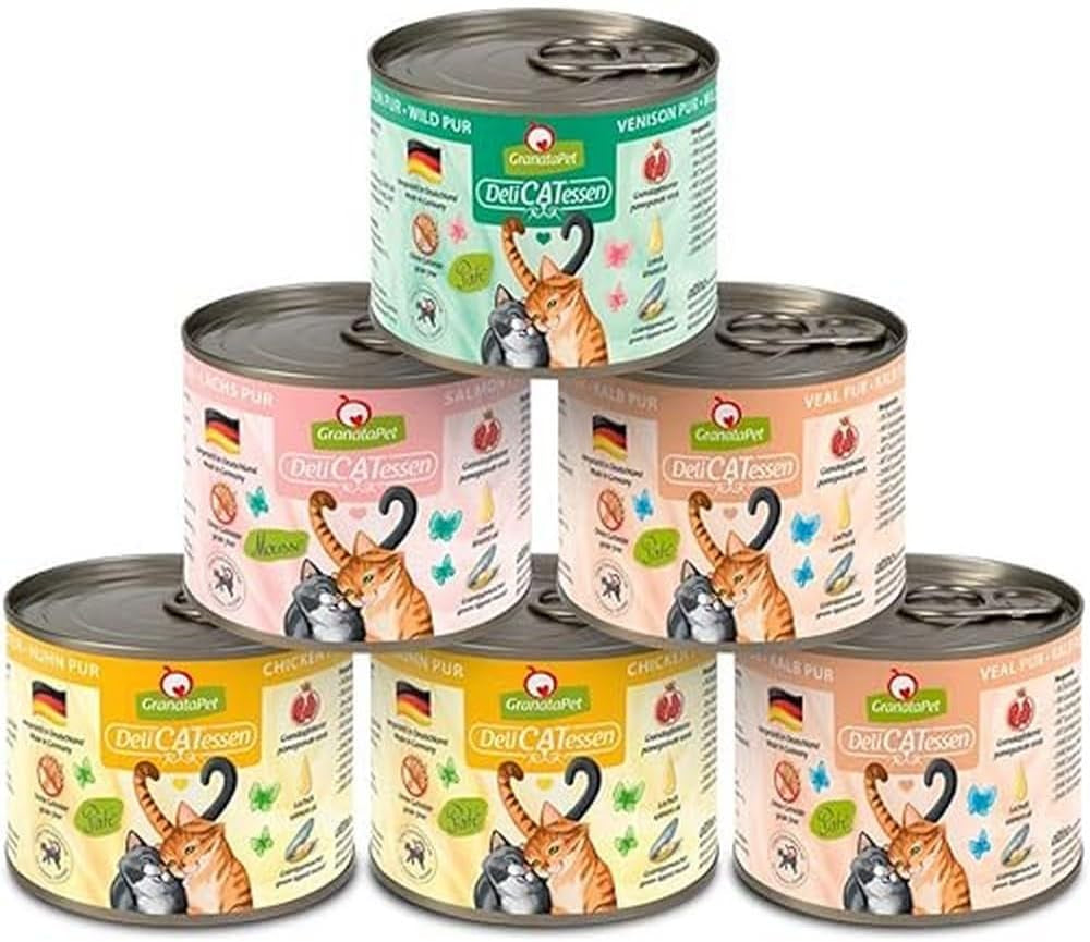 Granatapet Delicatessen Chicken PUR, hrană umedă pentru pisici, hrană fără cereale & fără zahăr adăugat, hrană pentru pisici cu conținut ridicat de carne & uleiuri de înaltă calitate, 6 X 400 G