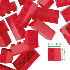 Hubelino 400369 68-teiliges Dachsteine ​​​​Set, rote Dachziegel, compatible mit großen Bausteinen Anderer Hersteller, Made in Germany