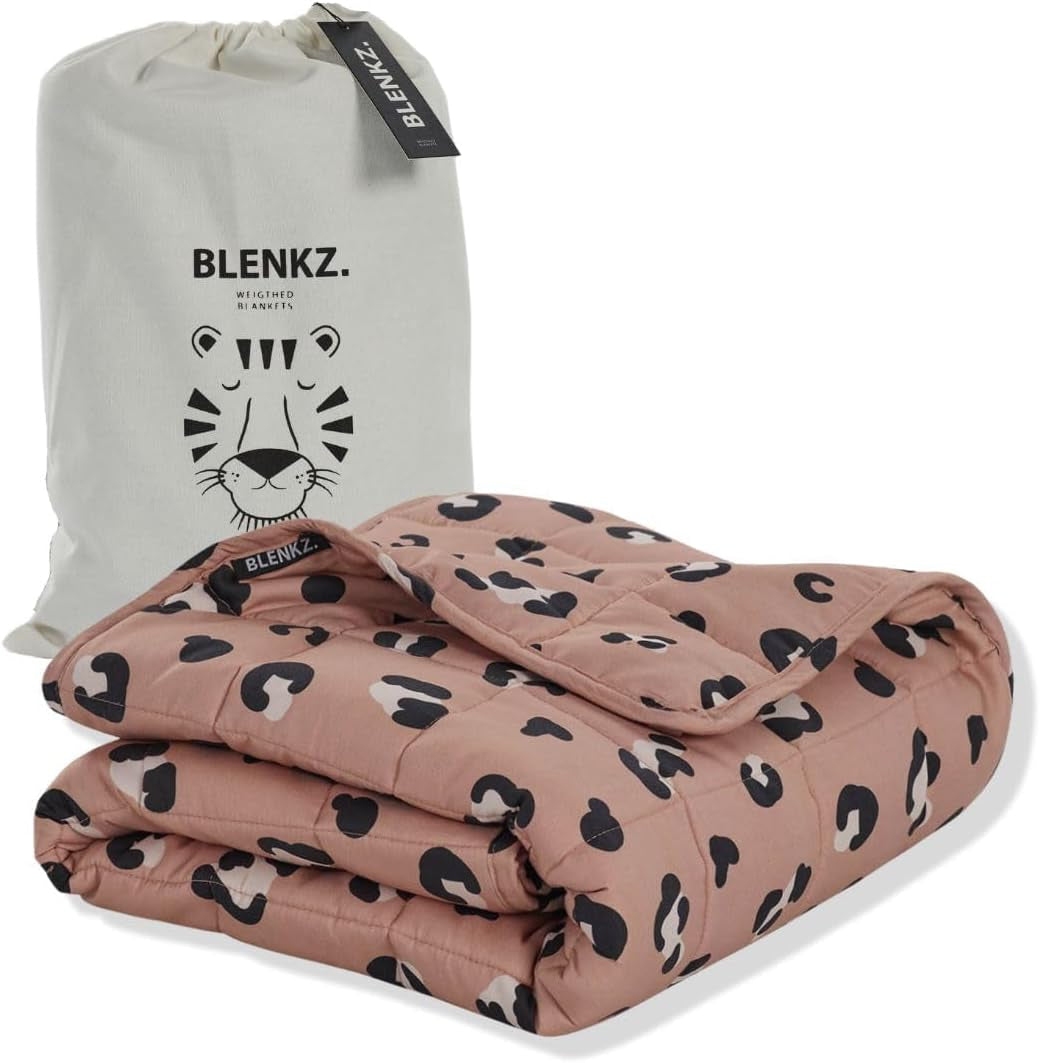 Pătură ponderată pentru copii | 3.5 Kg | 100X150Cm | Pătură de terapie | Pături ponderate | Pătură grea (față de tigru albastru, 3.5Kg-100X150 Cm) Paturi si Cuverturi BLENKZ. Tigru roz închis 3,5Kg-100X150 Cm