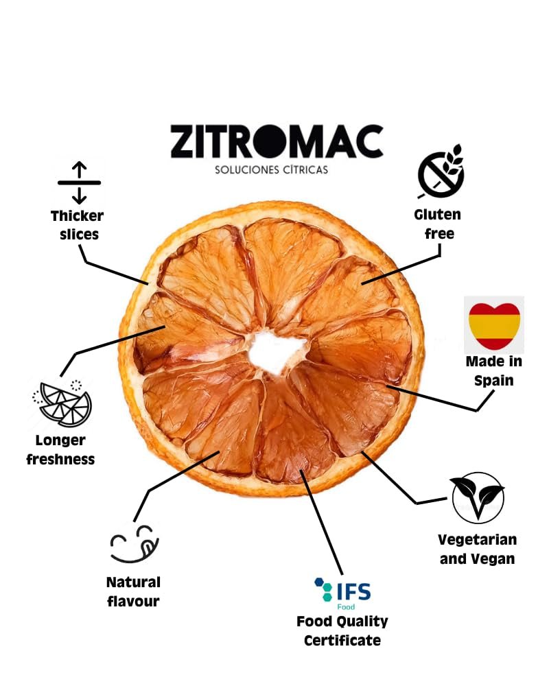 45 g de tranches de citron séchées, tranches de fruits secs pour cocktails, citron séché pour décoration de Noël, vin chaud, thé, pâtisserie | Citrons séchés 100 % naturels Produits déshydratés Naty Shop
