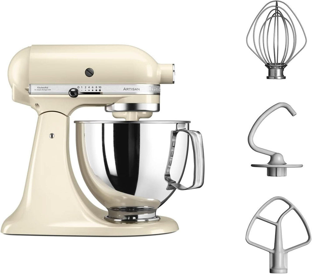 KitchenAid Artisan 5KSM125EER Mélangeur à bol, 300 W, 4,8 L Naty Shop Crème