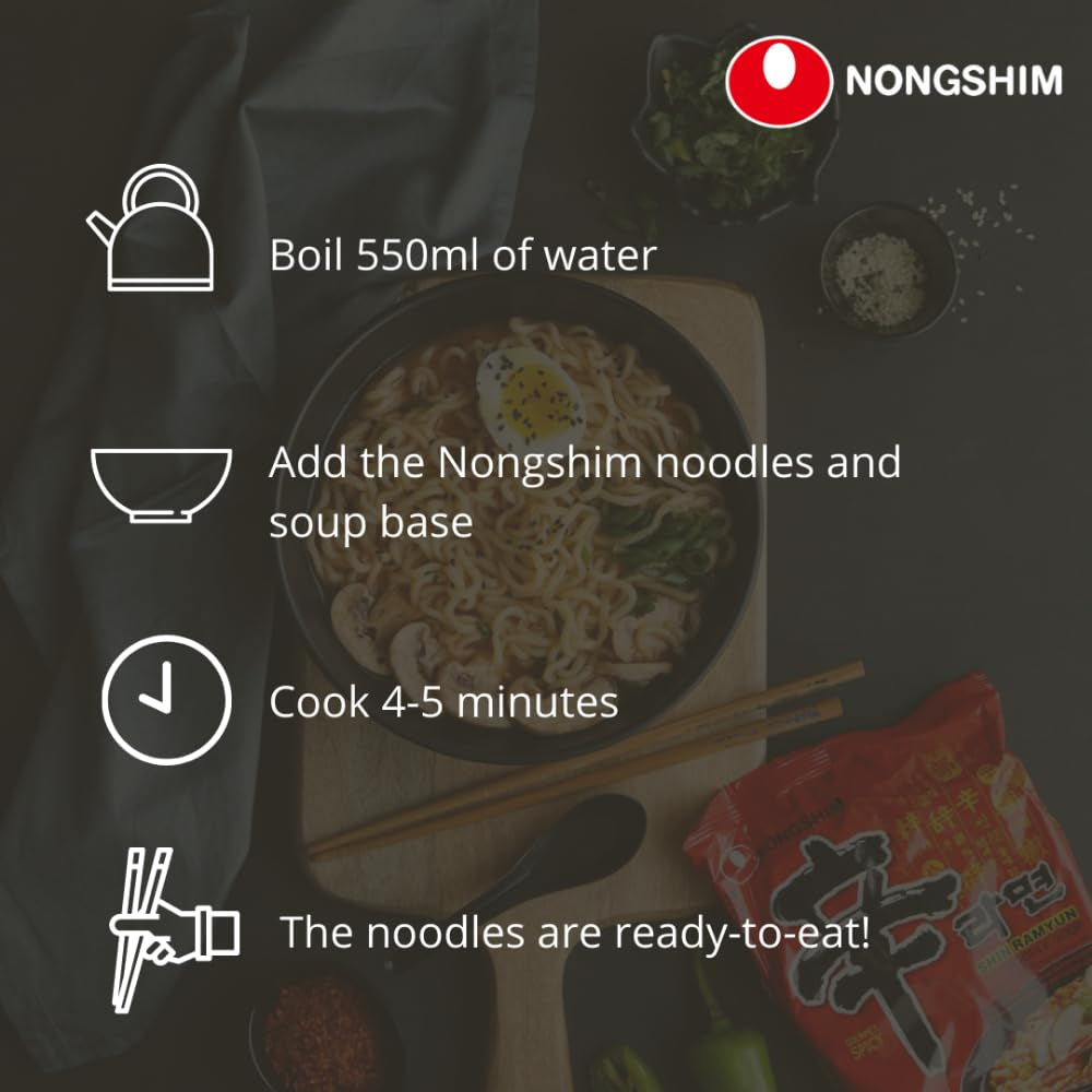 Nongshim - Nouilles instantanées Shin Ramyun - Multi Pack (20 x 120 g) - La conception du produit peut varier