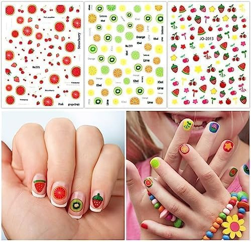 Autocollants pour ongles mignons pour enfants, 20 feuilles d'autocollants pour ongles 3D qui brillent dans le noir, fleurs colorées, décorations Nail Art, autocollants pour ongles, autocollants auto-adhésifs, accessoires de décoration DIY