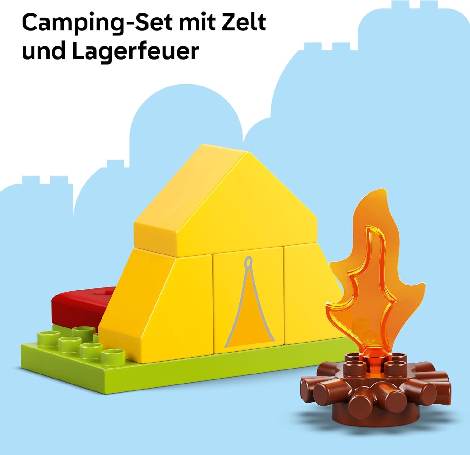 DUPLO Peppa Pig Camping Ausflug mit Papa Wutz – Jeu Montessori pour filles et jeunes à partir de 2 ans – inkl. Tente, canoë, feu de camp et 2 figurines – Fördert Motorik & Farberkennung – Geschenk - 10452