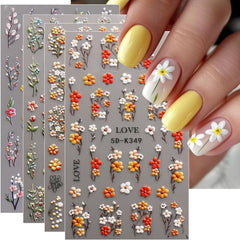 JMEOWIO Autocollants de Nail Art 3D, Autocollants pour Nail Art, Autocollants pour Nail Art, Autocollants pour Nail Art, Autocollants pour Nail Art, 5D Stéréoscopiques, Feuilles d'herbes, Décoration de Nageldesign, 4 Feuilles