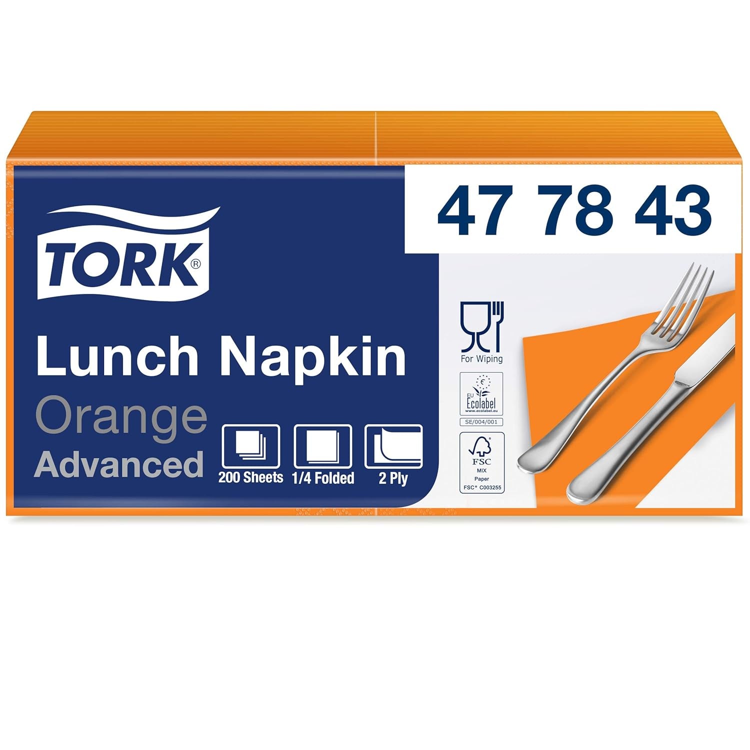 Tork 477840 Șervețele de prânz Lime / Șervețele din 2 straturi pentru mâncăruri mici sau gustări / Calitate avansată / 10 X 200 (2000) șervețele de hârtie / 32.6 X 33 Cm (L X l) / 1/4 pliere