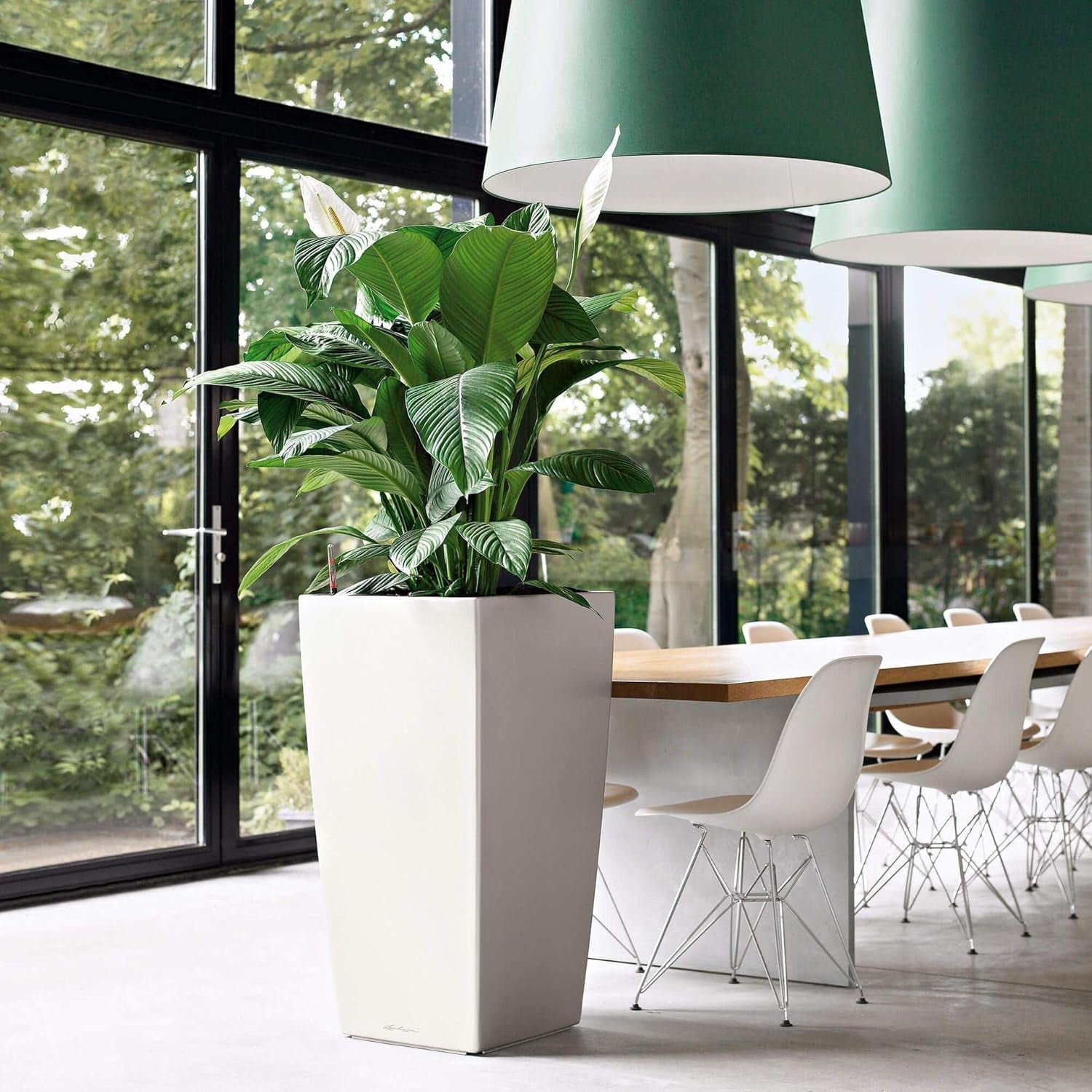 LECHUZA CUBICO Premium 50 alb lucios 18161