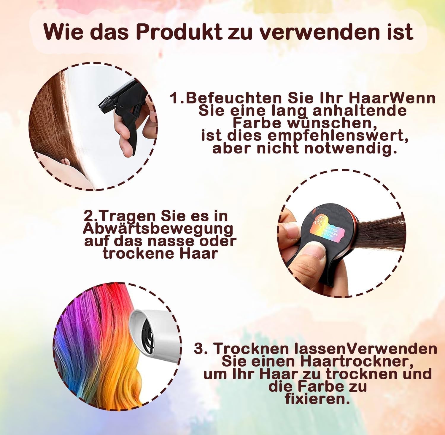 Craie à cheveux pour filles, 8 pièces de craie à cheveux lavable pour enfants, couleur de cheveux brillante temporaire portable non collante, teinture pour cheveux en spray pour enfants, Noël, fête d'anniversaire Naty Shop