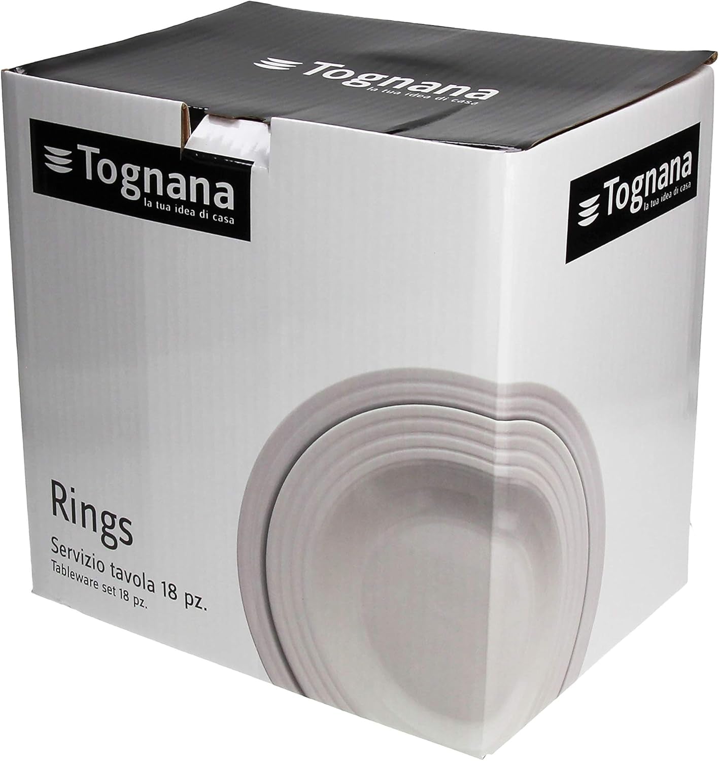 Rings Tellerservice Für 6 Personen, 18-Teilig, Porzellan, Weiß Seturi vesela masa Naty Shop