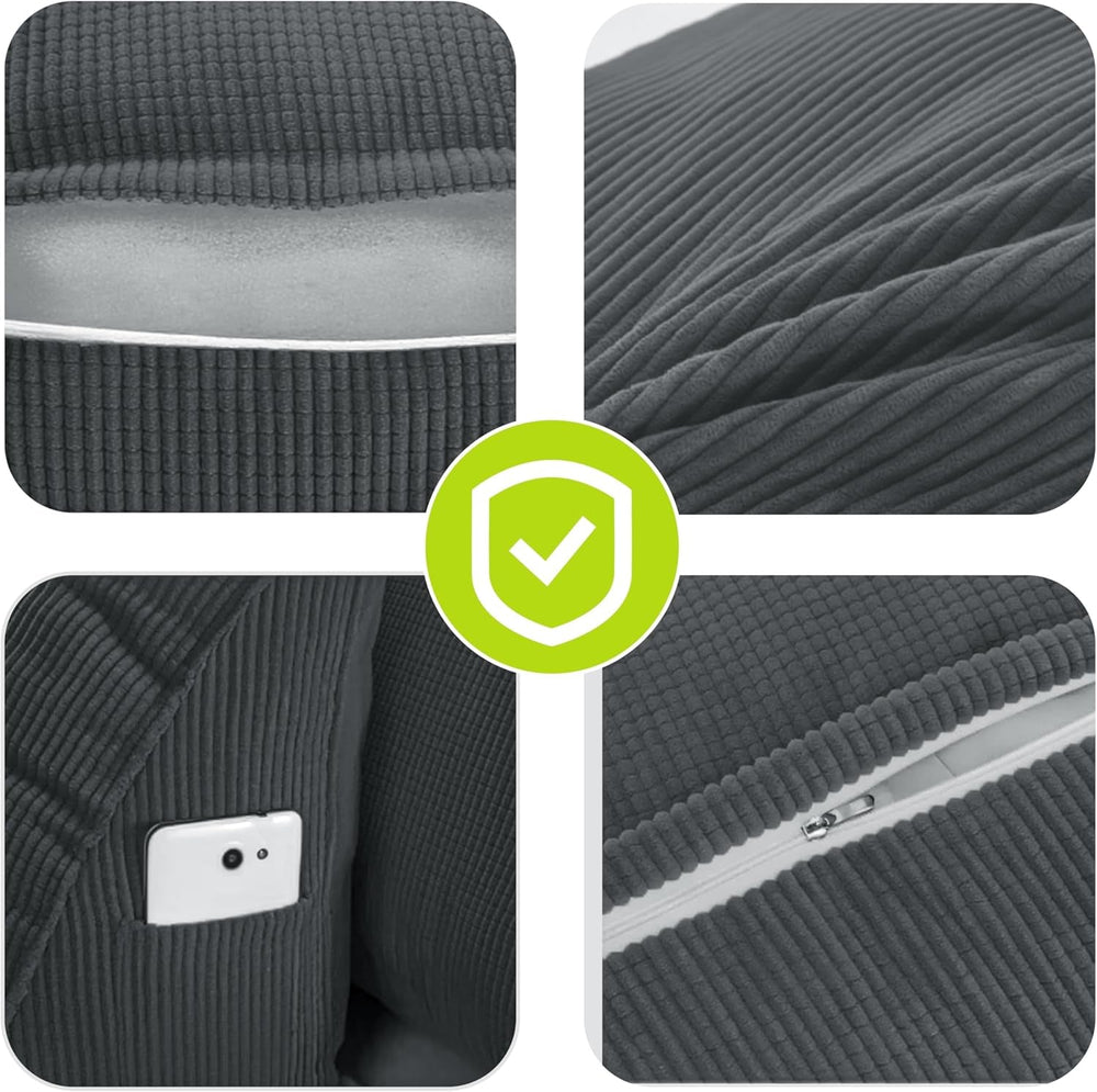 Pernă Johnear cu pană, pernă de citit pentru pat și canapea, pernă pentru spătar, pernă pentru tăblie, pernă lombară triunghiulară mare (gri, 45 cm)