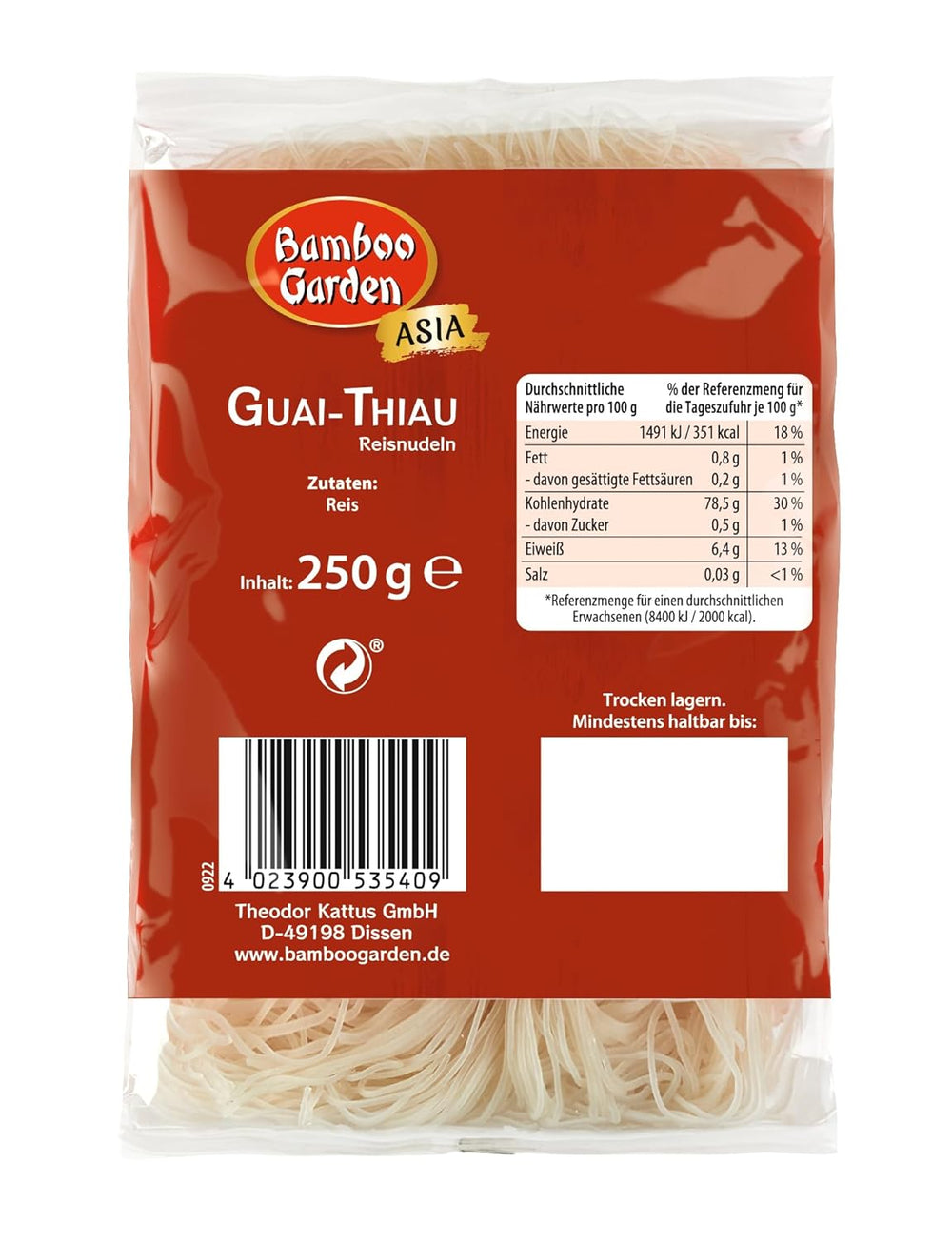 Nouilles de riz Guai Thiau Bamboo Garden, 250 g (le design de l'emballage peut varier)