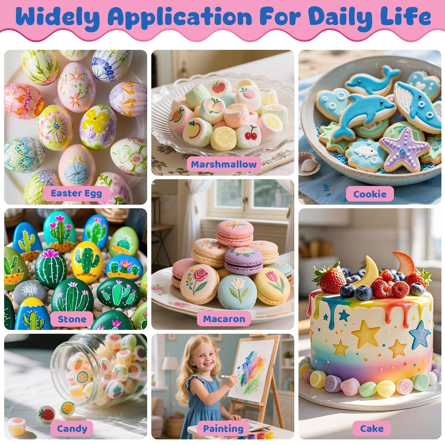 Pixuri colorante alimentare, 8 bucăți de pixuri alimentare cu vârfuri moi pentru linii groase și subțiri, pixuri alimentare pentru copt, pixuri comestibile pentru prăjituri, fursecuri, fondant, alimente