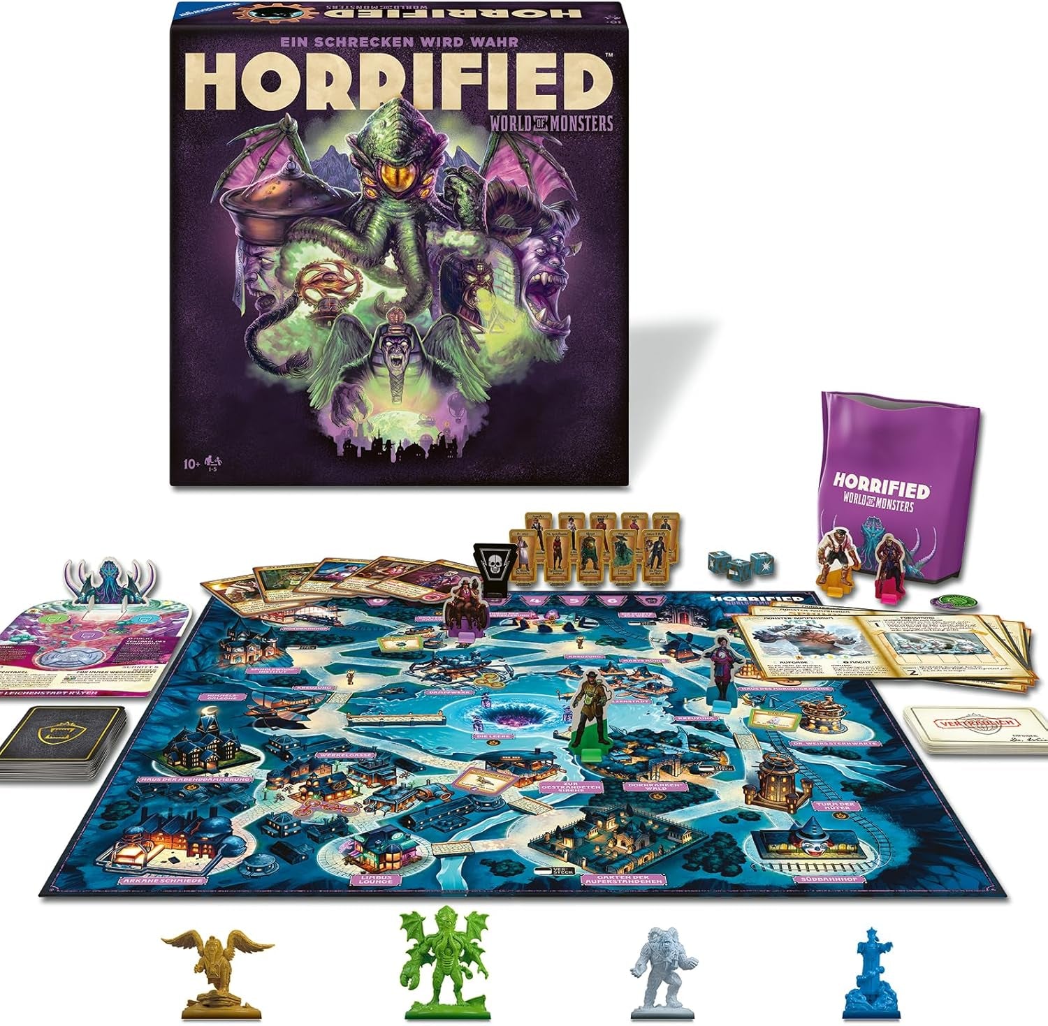 Ravensburger 22892 - Horrifié : Le Monde des Monstres - Jeu de société coopératif et addictif à partir de 10 ans pour des soirées de jeux entre amis ou en famille pour 1 à 5 fans d'Horrifié