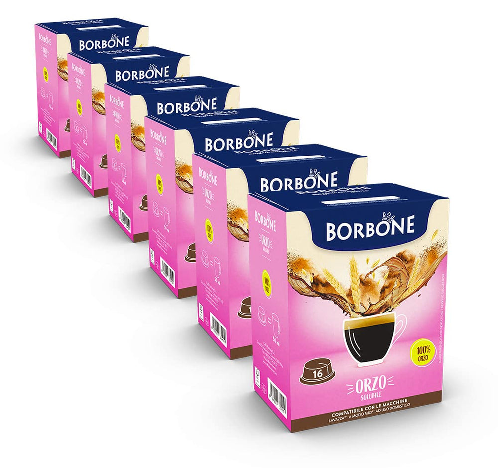 Caffè Borbone Malzkaffee - 96 Kapseln (6 Packungen mit 16 Stück) - Compatible avec Lavazza A Modo Mio Haushalts-Espressomaschinen
