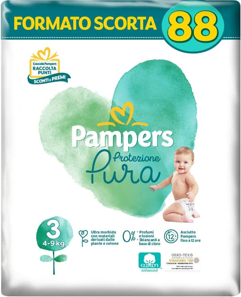 Pampers Naturello, 76 couches en coton et matières végétales naturelles, 0% parfum, taille 4 (7-18 kg) Mother and Baby Naty Shop 3 (88 pcs)