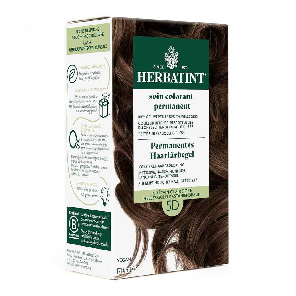Gel colorant capillaire permanent 6N blond foncé - 170 ml I Sans ammoniaque, couverture à 100% des cheveux gris I Testé sur peaux sensibles, aux 8 extraits de plantes