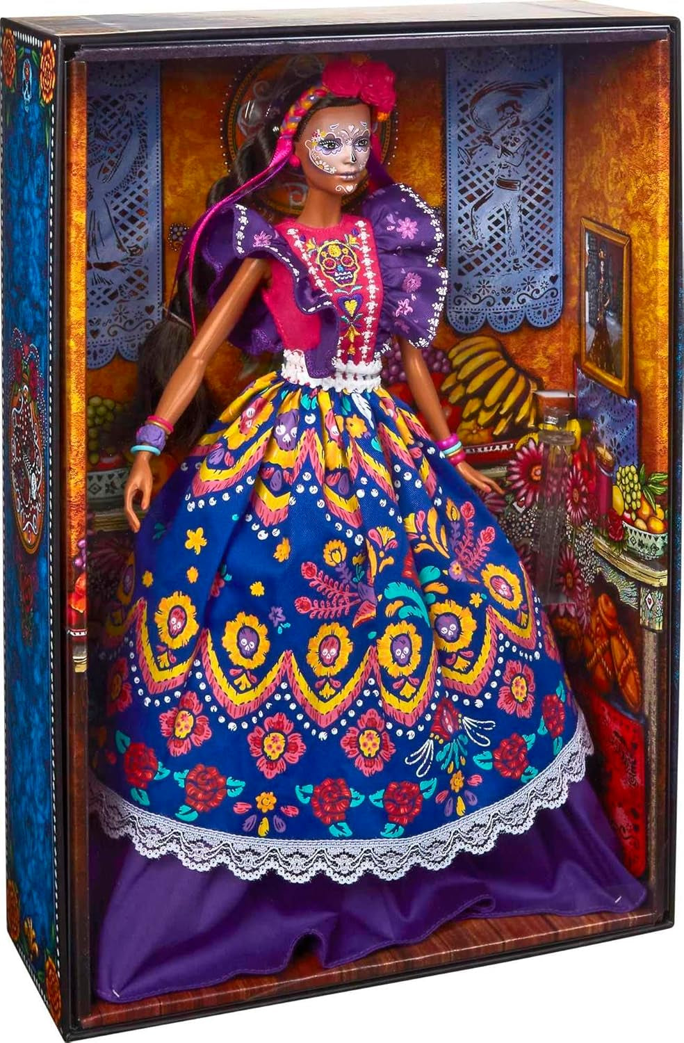 Poupée Barbie Día De Muertos 2022 avec robe traditionnelle à volants, couronne de fleurs et peinture pour le visage Calavera, cadeau pour les collectionneurs