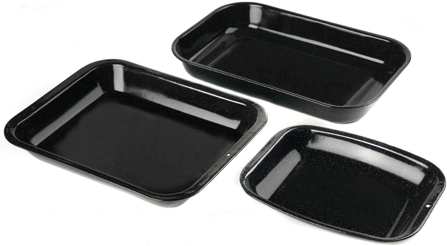 Russell Hobbs CW9161 Romano 34Cm Emaille Bräter - Mit Gitter, Rechteckige Auflaufform Mit Rost, Spülmaschinenfest Ofenform, Grill Auflaufform, Bratform Für Backofen Ofenbeständig Bis 230 Grad Matrite si tavi pentru copt Naty Shop 3-Teiliger Satz