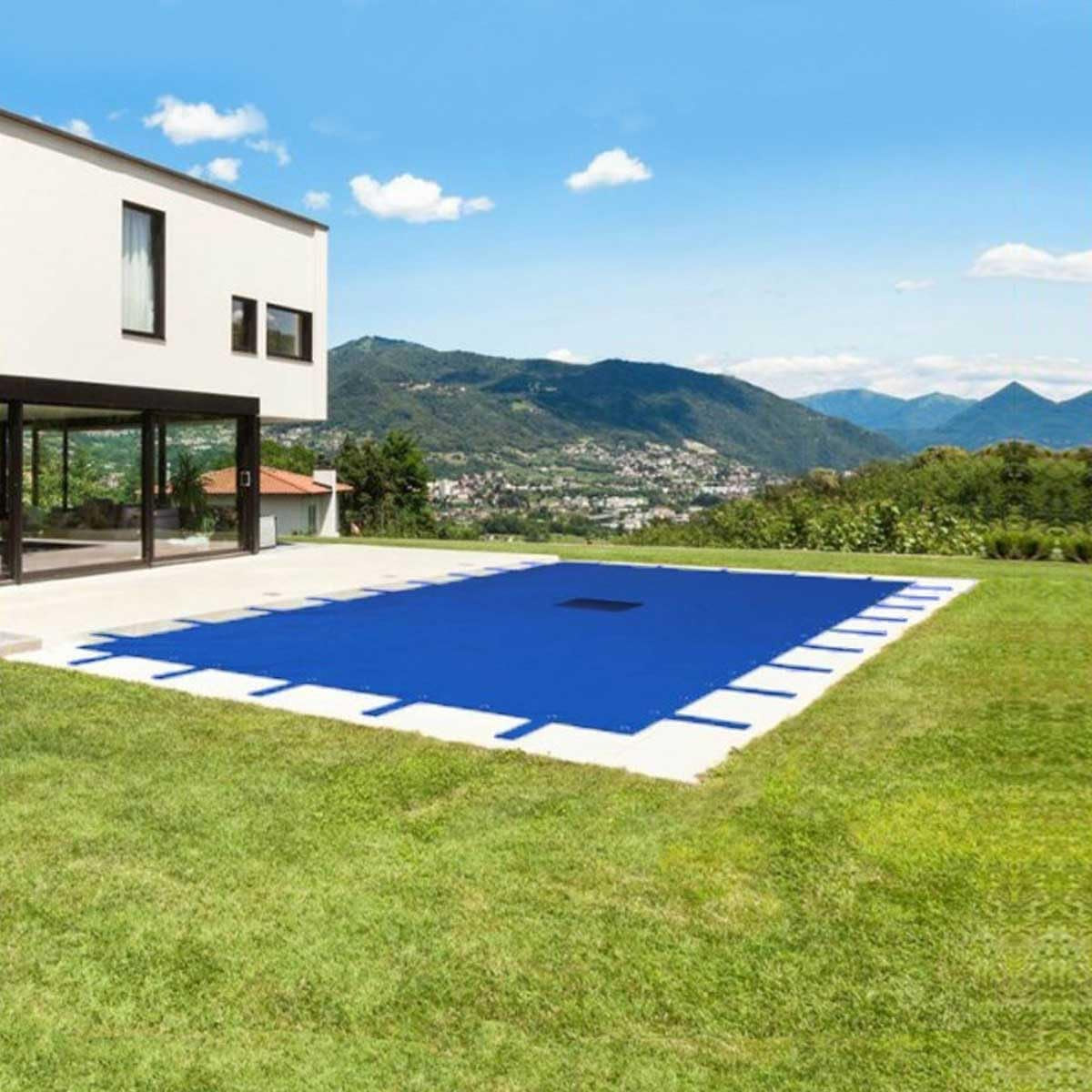 Prelată dreptunghiulară pentru piscină 6 x 10m - PO155RD - Prelată pentru piscină de iarnă cu plasă de drenaj