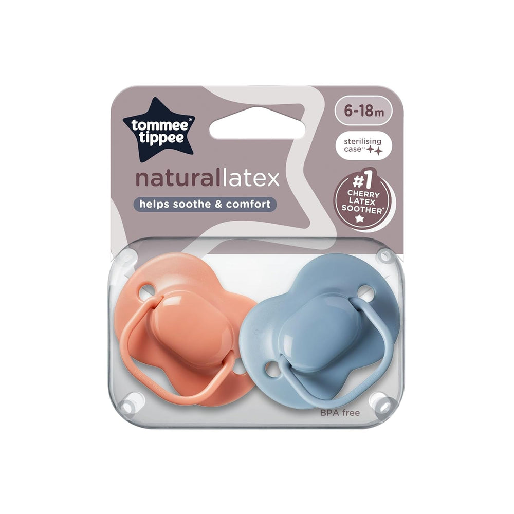 Tommee Tippee Sucettes en latex cerise 0-6 mois paquet de 2 sucettes en latex 100 % naturel