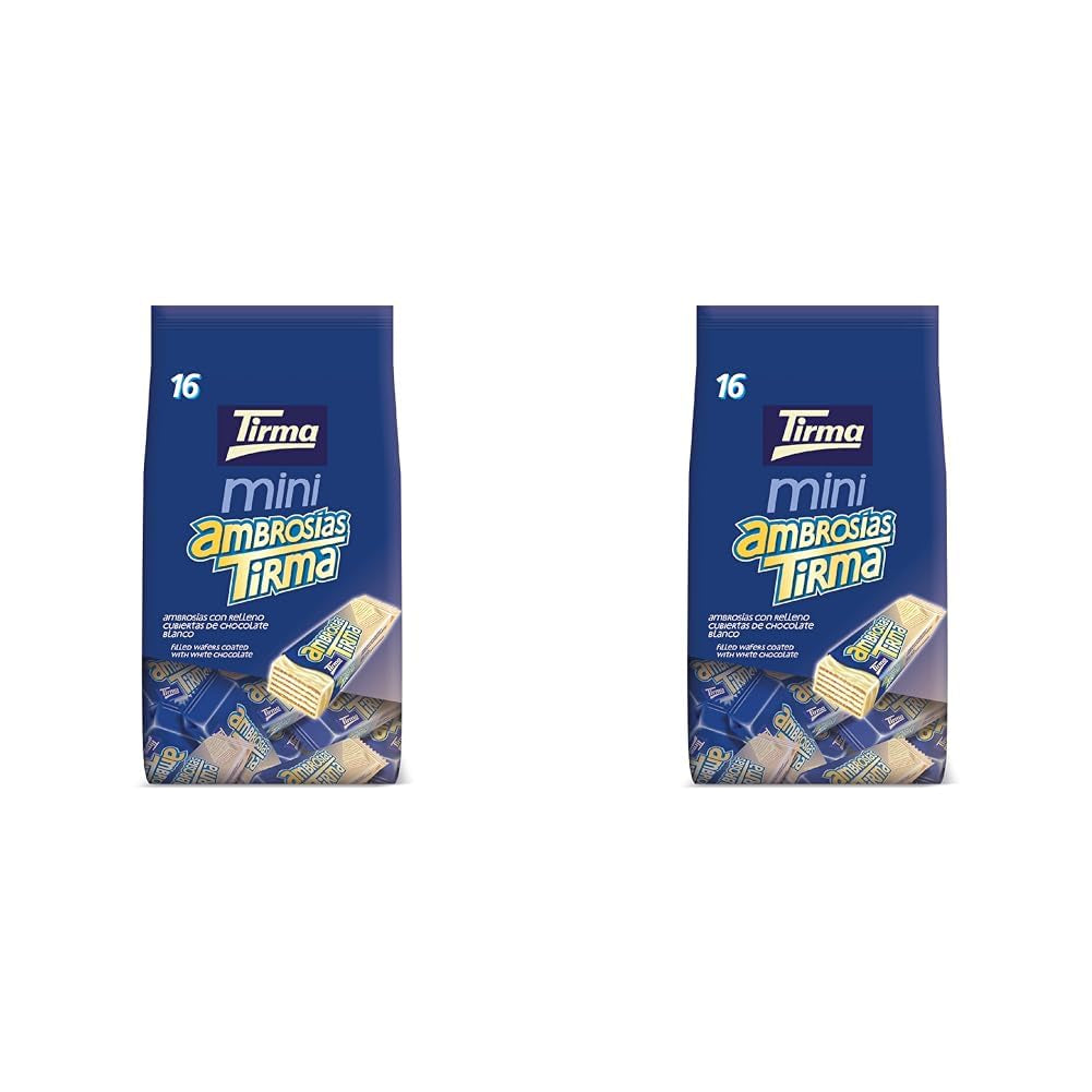 Tirma Mini gaufrettes au chocolat blanc | (16 unités x 13,5 g), 216 g | Garniture à la crème délicate | Sans OGM | Convient aux végétariens | Emballé individuellement | Collation emballée
