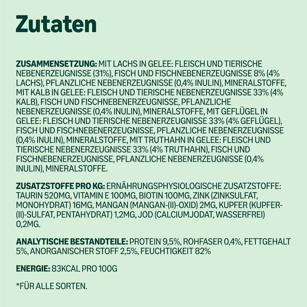 Hrană umedă pentru pisici tinere de la Amazon, selecție mixtă în jeleu, 1,2 kg (12 pliculețe a câte 100 g)