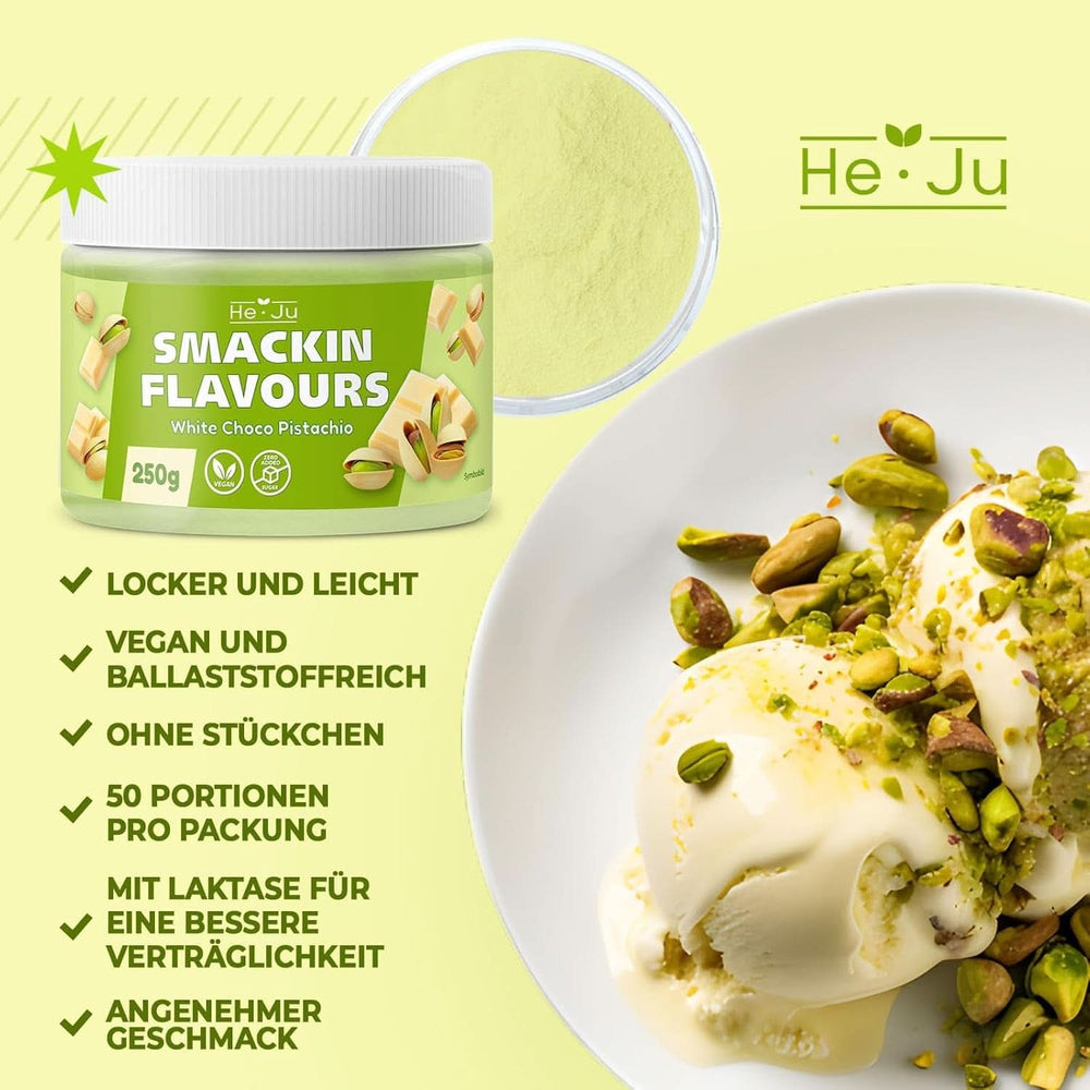 He-Ju, Poudre au goût de chocolat blanc et pistache, 250 grammes Naty Shop Flavors