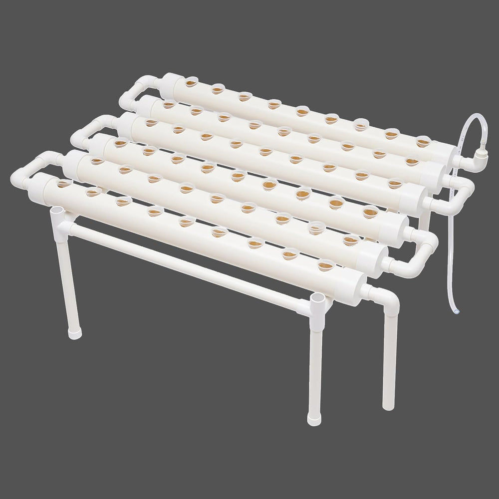 Kit de culture hydroponique 1 couche avec 54 jardinières, systèmes de culture de plantes sans sol en PVC avec pompe à eau, kits de culture hydroponique pour cultiver des légumes et des fruits sur les balcons, les jardins, les patios et les cours