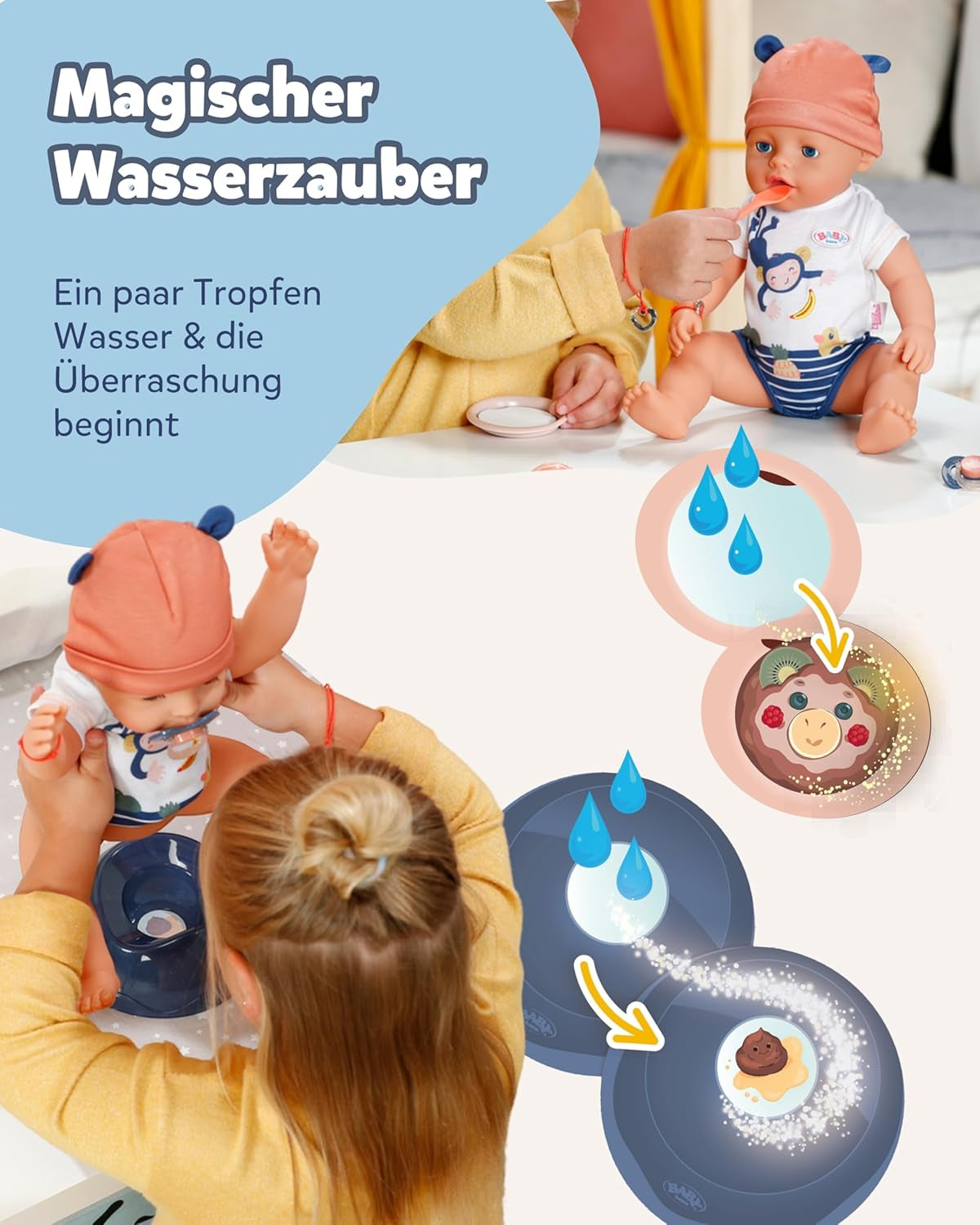 Baby Born Emma im Dschungel-Style - 43 cm große Babypuppe - 10 Funktionen inkl. Accessoires & Strampler in Unisex Farben - Funktioniert ohne Batterien - Geeignet für Kinder ab 3 Jahren