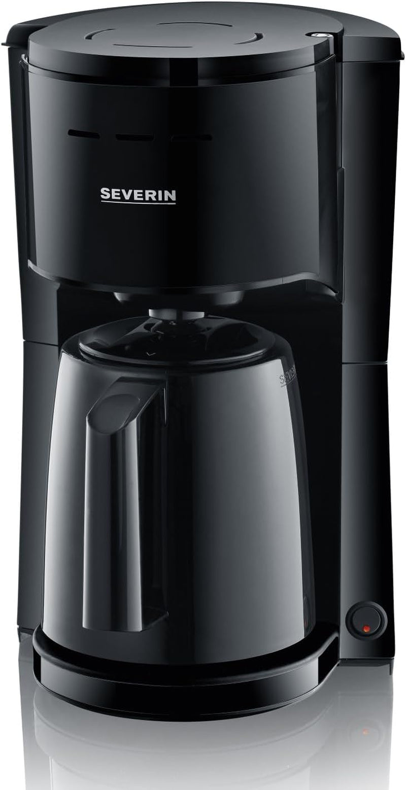 SEVERIN Cafetière à filtre avec carafe thermique, cafetière jusqu'à 8 tasses, jolie cafetière à filtre avec carafe isolée, noir, 1 litre, KA 9306