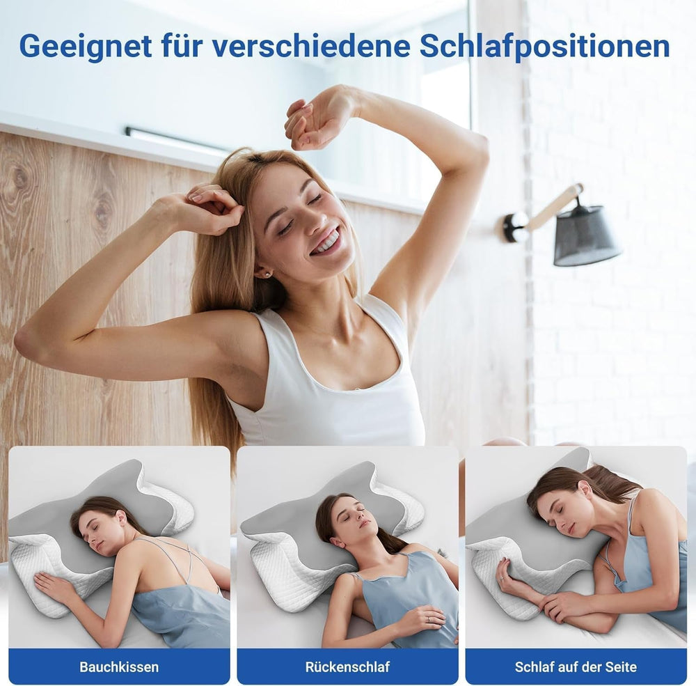 Oreiller orthopédique ergonomique en mousse à mémoire de forme Hothands Oreiller de soulagement des douleurs abdominales sur le côté du dos Améliore la qualité du sommeil 62X41X13 / 11Cm Oreillers orthopédiques cervicaux Naty Shop