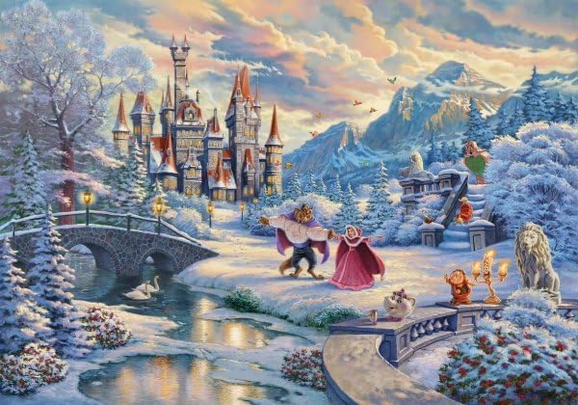 Schmidt Spiele 59671 Thomas Kinkade, Disney, Frumoasa și Bestia, Seară magică de iarnă, puzzle jigsaw 1000 piese Puzzle Naty Shop