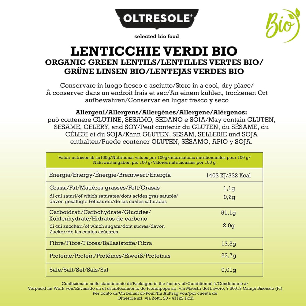 Lentilles vertes biologiques 5 kg, légumineuses entières biologiques, source de protéines et de fibres, riches en fibres et minéraux, emballage économique