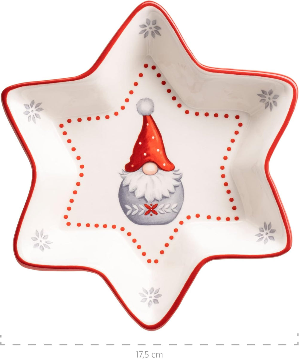 MÄSER 931974 Série Aurela Weihnachtsteller 3er Set, 3 Weihnachtsgeschirr Teller als Plätzchenteller, Stollenplatte, Gebäckteller, Keksteller, Weihnachtsservice Geschirrset Weihnachten, Steingut