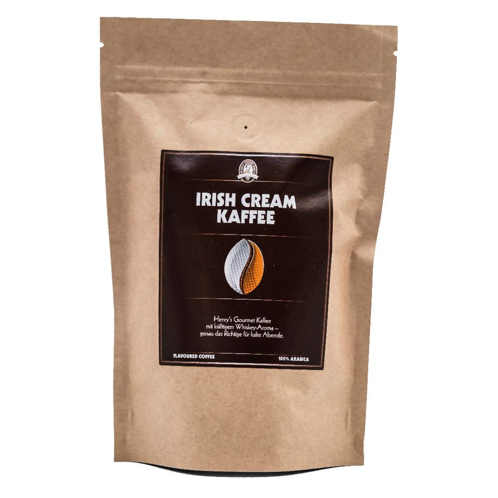 Henry's Irish Cream Coffee 1000g - Café gastronomique raffiné aux saveurs les plus raffinées - torréfié artisanalement - grains de café de qualité supérieure