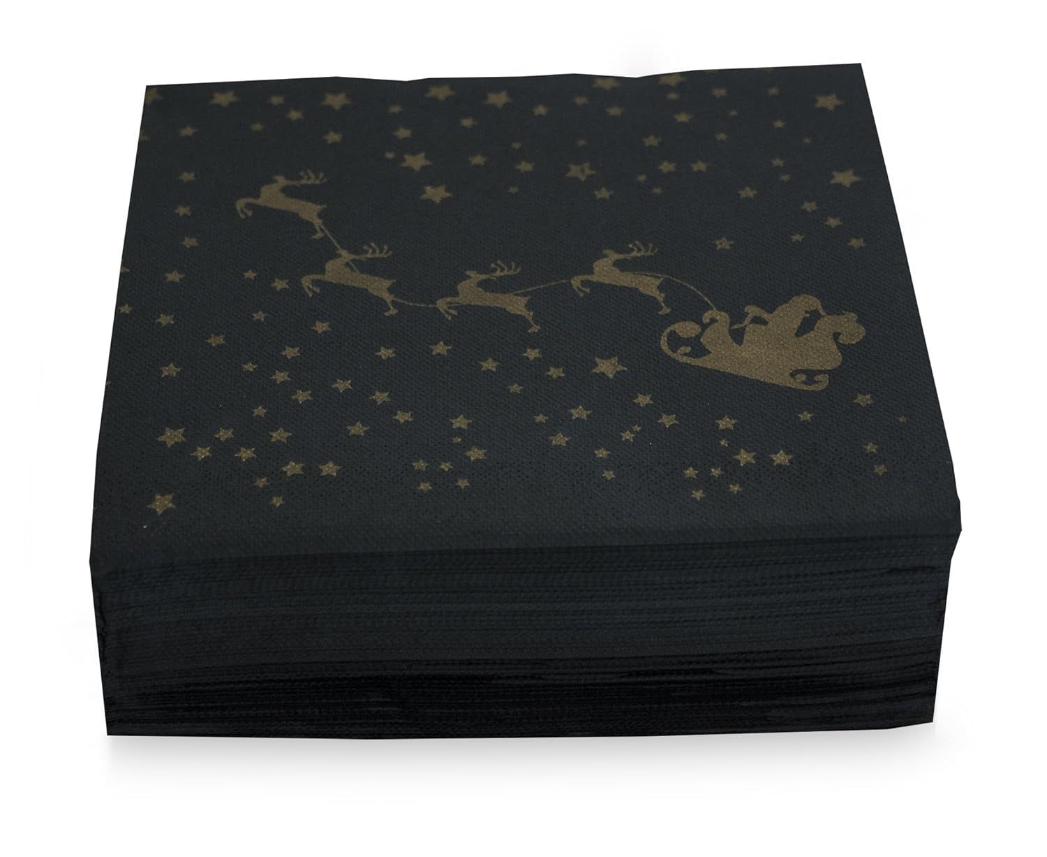 Serviettes en Satin Père Noël 40 X 40 2 Épis Pli 1/4 50 Serviettes Punta-Punta Noir