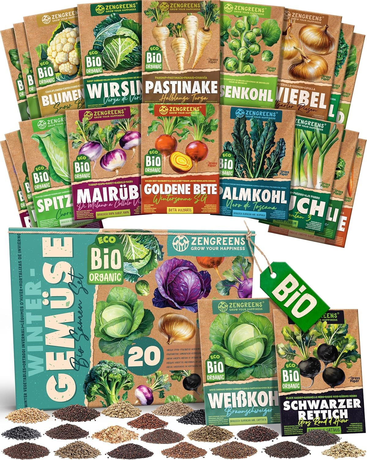 Graines de basilic biologiques dans un ensemble de 6 - 6 graines de basilic pour une culture facile dans le jardin, le balcon ou le parterre surélevé - Graines de plantes - Semis