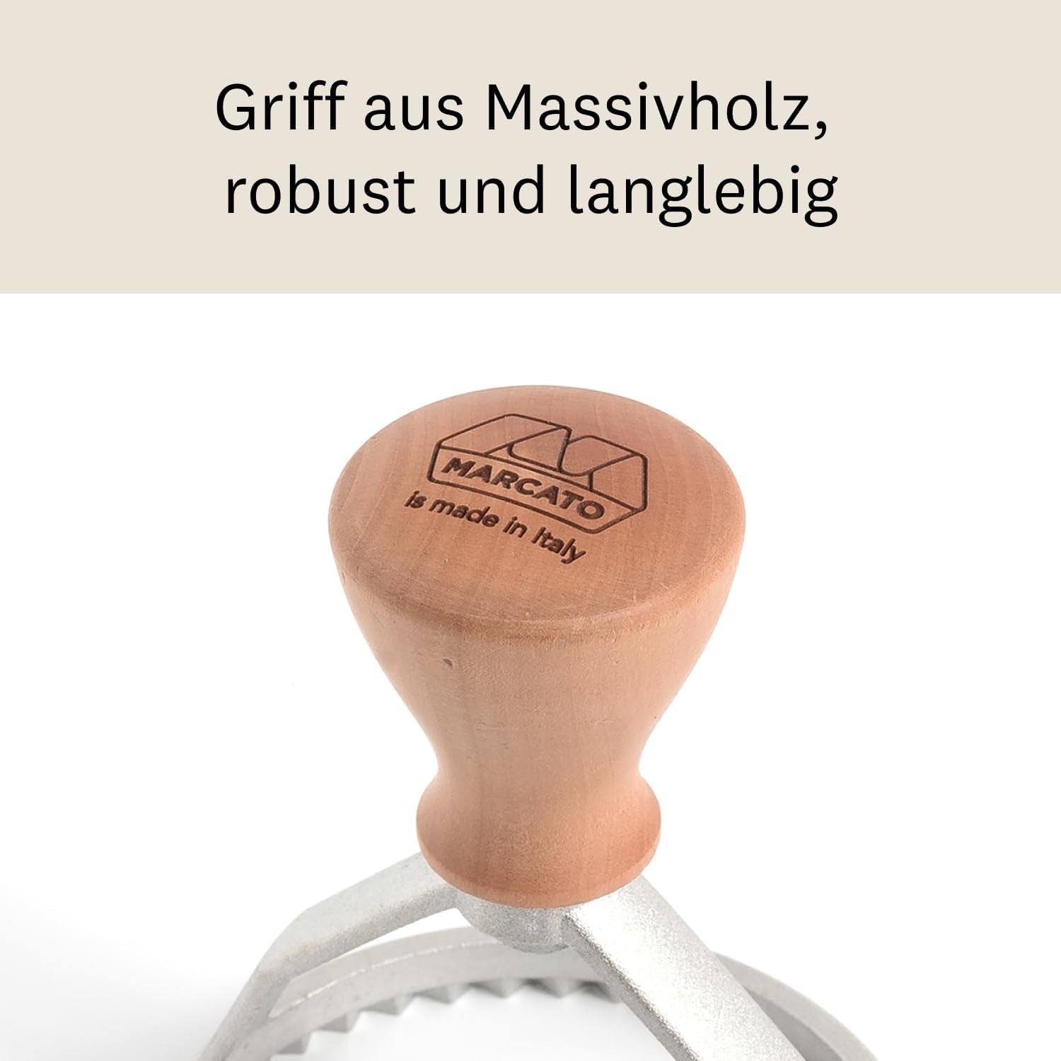 Marcato Machine à raviolis et biscuits, machine à raviolis, emporte-pièces, bois massif et fonte d'aluminium, fabriqué en Italie, tampon rond 80 mm