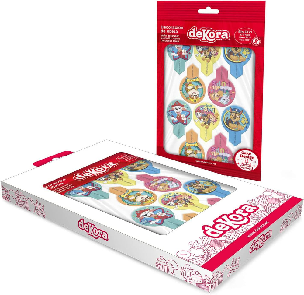 Dekora, Décorations Comestibles Pour Gâteaux Dekorapin Paw Patrol, 20 Gaufrettes En Papier Comestibles - 6,5 X 4 Cm Naty Shop