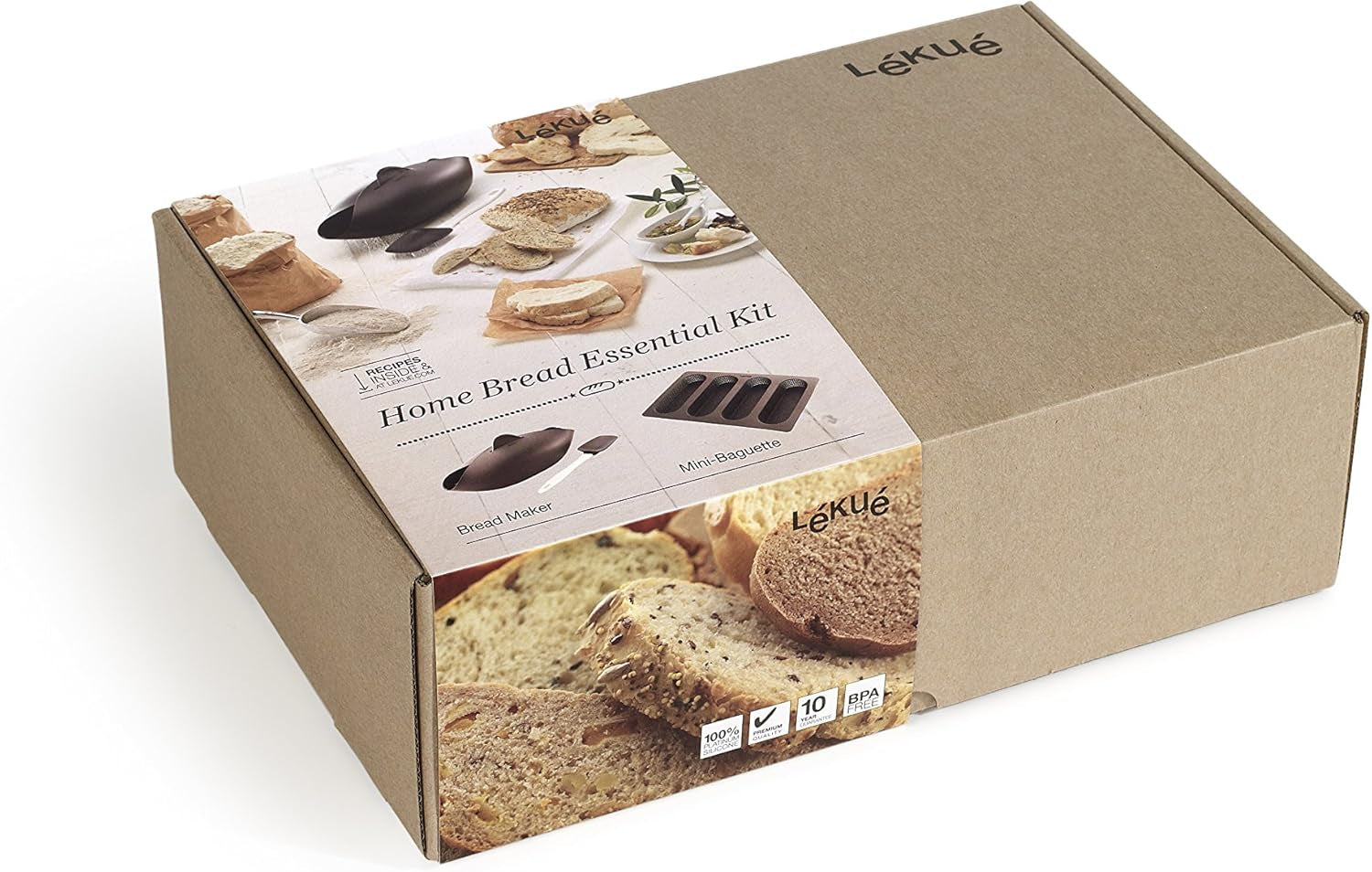 Lékué set à pain, silicone, marron, 30 x 25 x 15 cm (3000085SURM017)