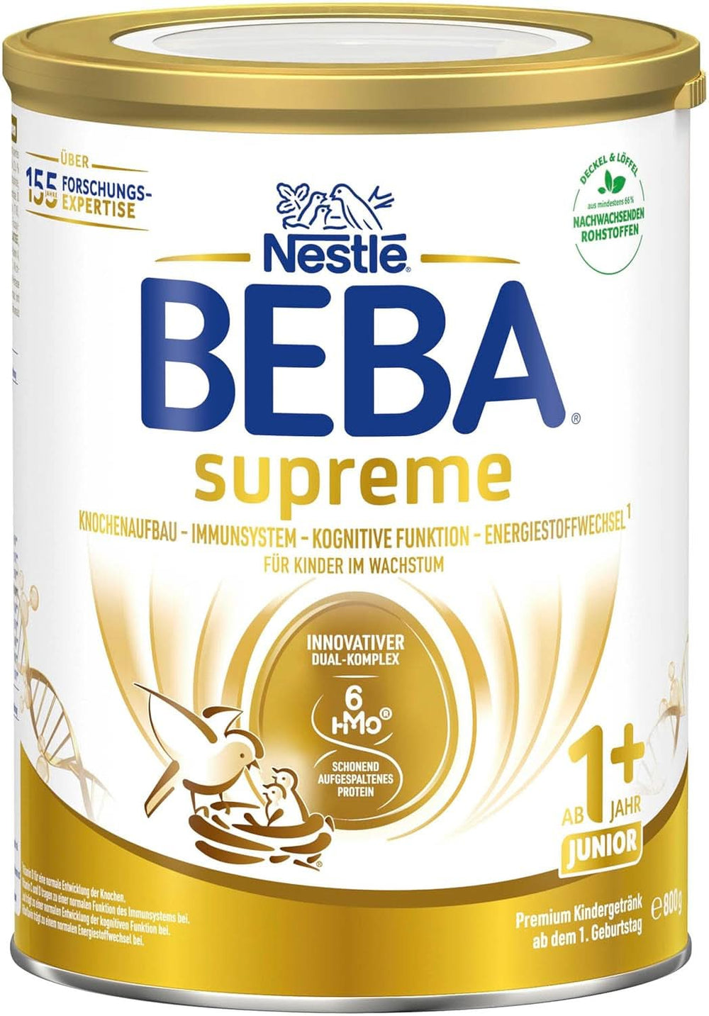 Boisson pour enfants BEBA SUPREME Junior 1+ à partir de 1 ans, nourriture pour enfants avec complexe 6 HMO, uniquement lactose, sans huile de palme, pack 6 (6 x 800 g) Mère et Enfant Naty Shop