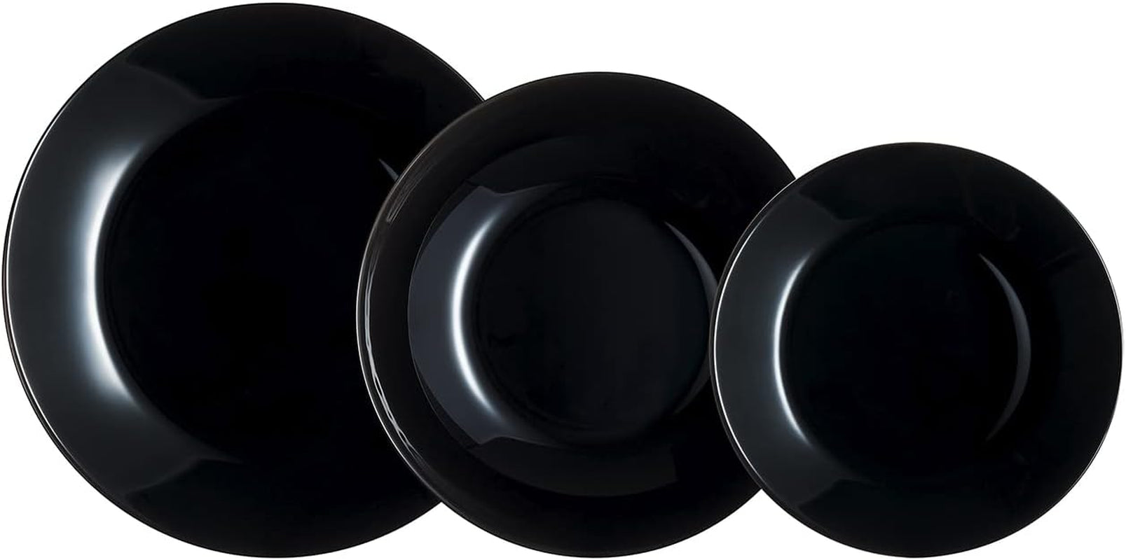 Arcopal Zelie service de table en verre noir, 12 pièces, 4 places, noir